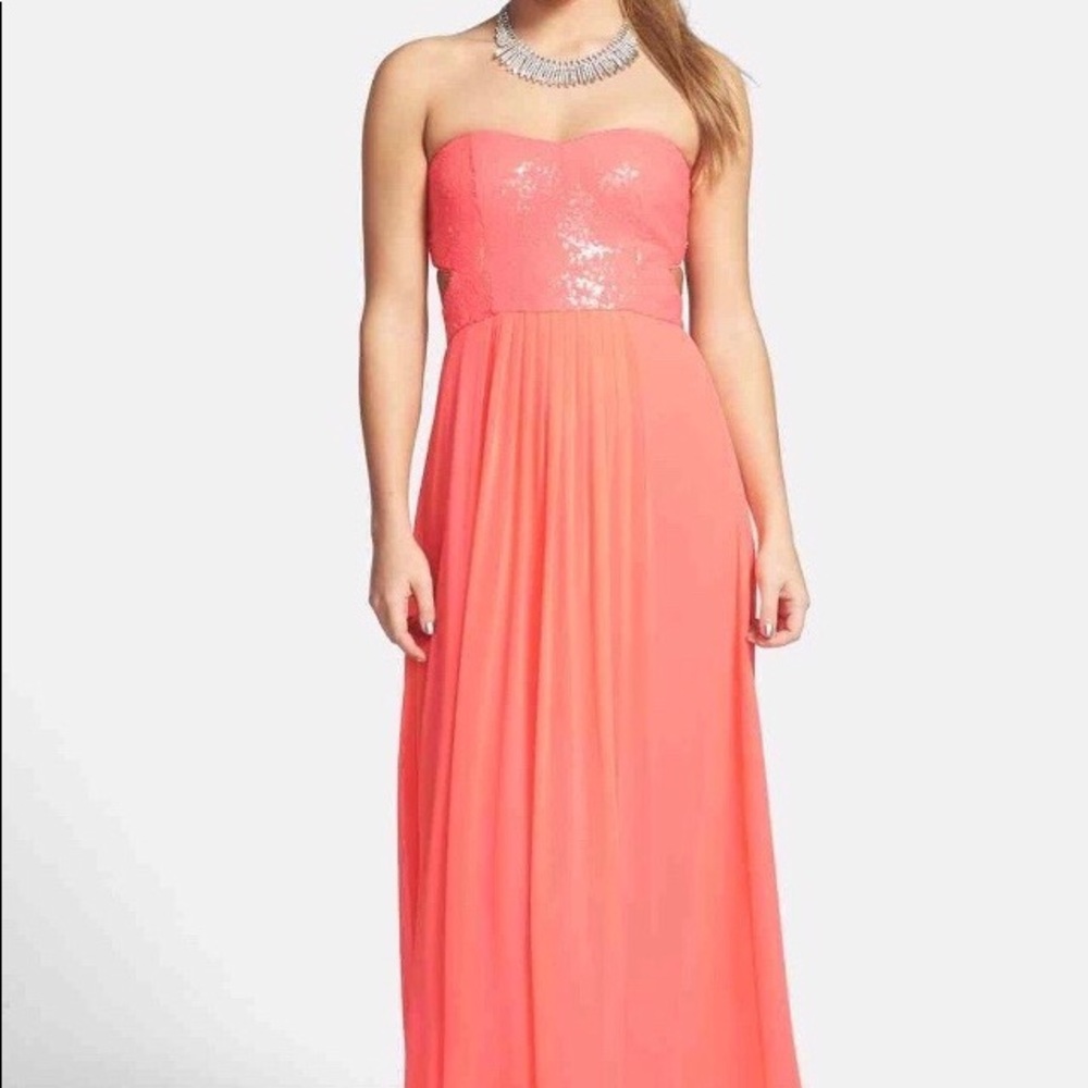 Coral floor length dress